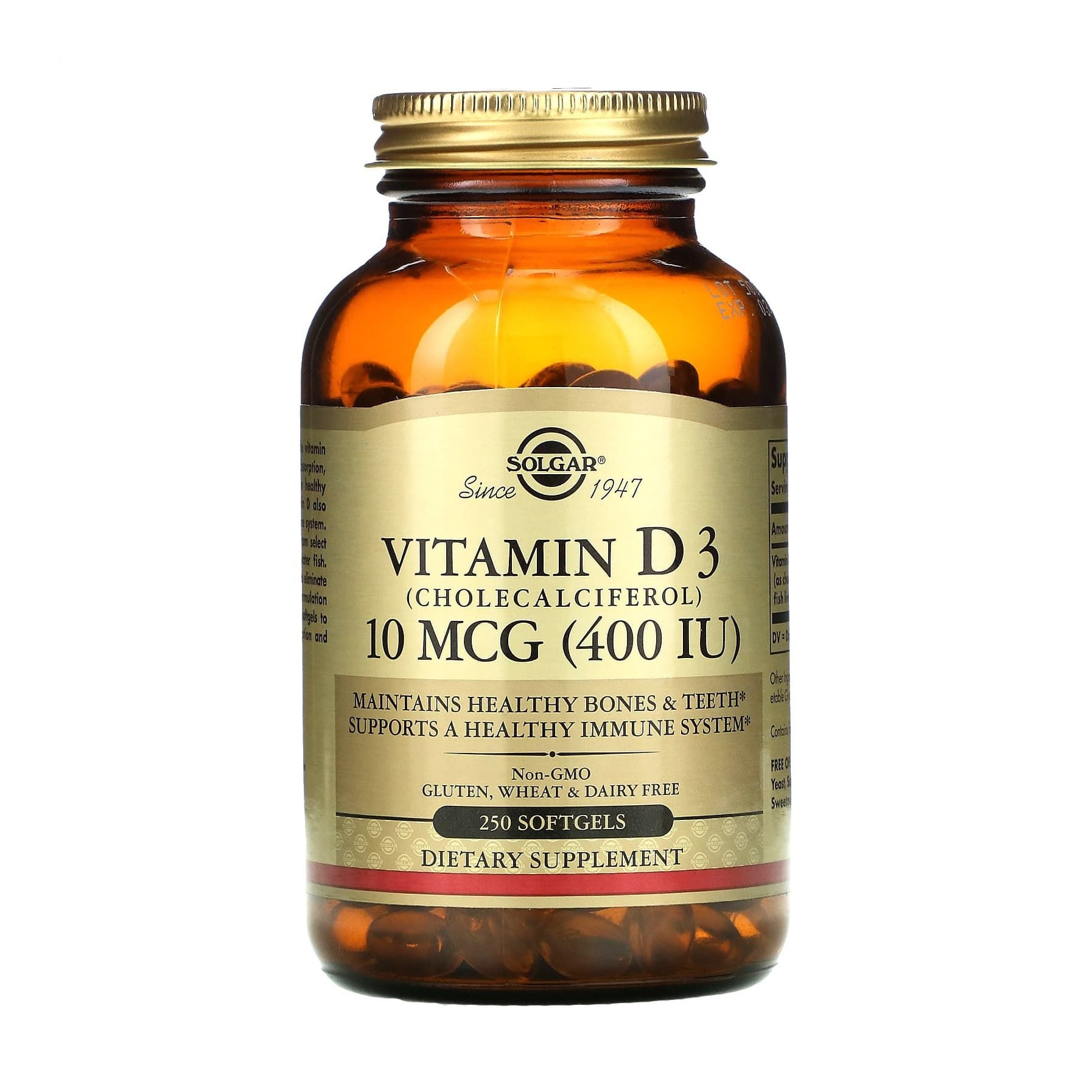 Вітамін Д3 Solgar Vitamin D3 400 МО, 250 капсул